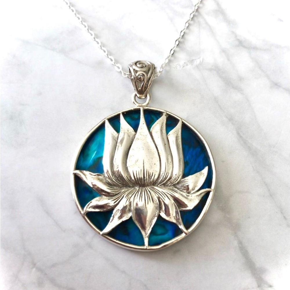 Sterling Silver Spiritual Lotus Pendant ๐โจ - Picture 2 of 6